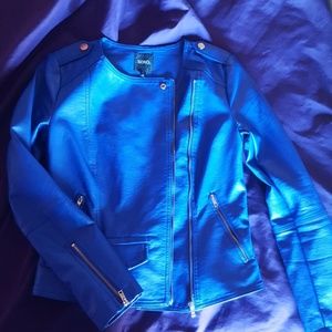 Like New Blue Leather Jacket!!
